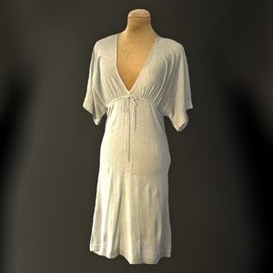 Gap gray‎ linen V neck drawstring dress